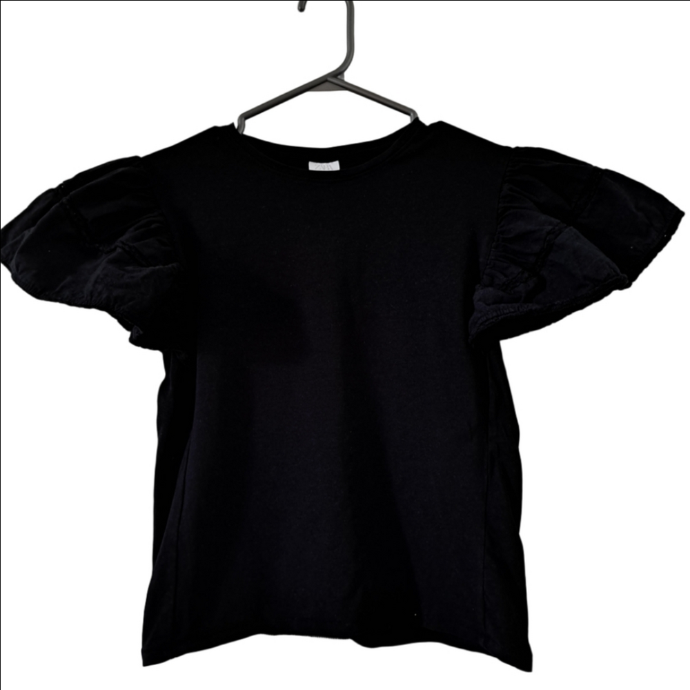 3/20$ Zara Kids Black Puff Sleeve Tee 10 Girl